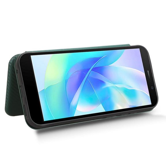 For DOOGEE X97 / X97 Pro Carbon Fiber Texture Flip Leather Phone Case(Green)