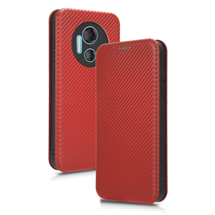For DOOGEE X97 / X97 Pro Carbon Fiber Texture Flip Leather Phone Case(Brown)