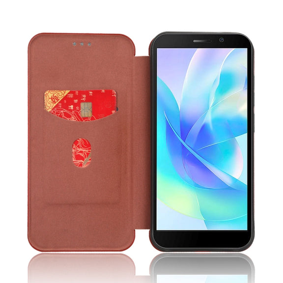 For DOOGEE X97 / X97 Pro Carbon Fiber Texture Flip Leather Phone Case(Brown)
