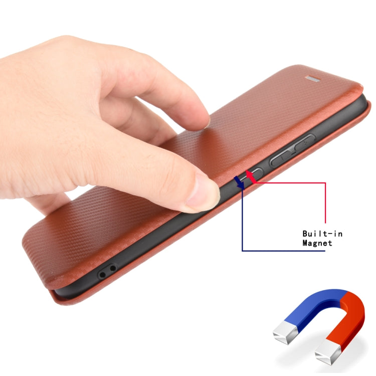 For DOOGEE X97 / X97 Pro Carbon Fiber Texture Flip Leather Phone Case(Brown)