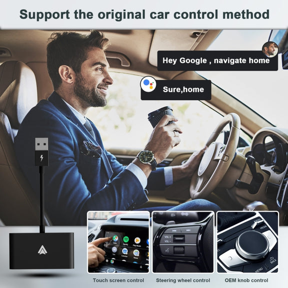 THT-020-2+ USB + USB-C / Type-C Wired to Wireless Carplay Adapter for Android Smartphone(Black)