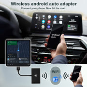 THT-020-2+ USB + USB-C / Type-C Wired to Wireless Carplay Adapter for Android Smartphone(Black)
