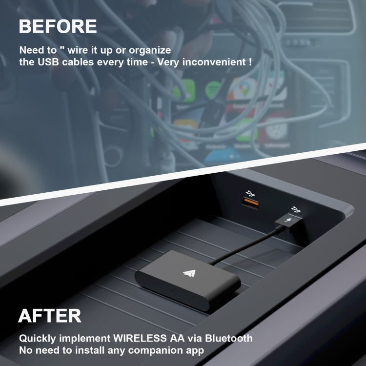 THT-020-2+ USB + USB-C / Type-C Wired to Wireless Carplay Adapter for Android Smartphone(Black)