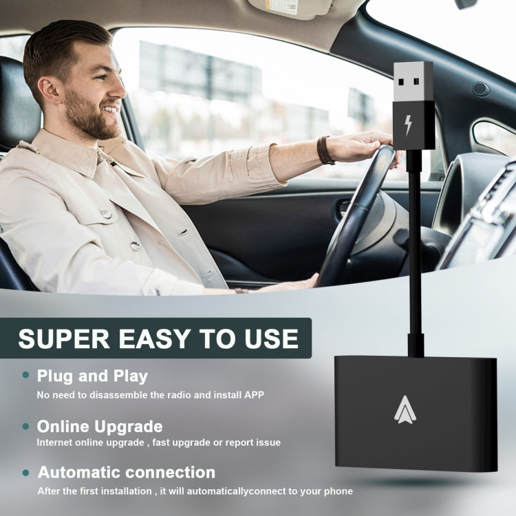 THT-020-2+ USB + USB-C / Type-C Wired to Wireless Carplay Adapter for Android Smartphone(Black)