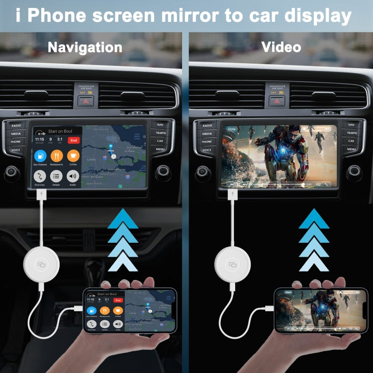 THT-020-6 USB + USB-C / Type-C Carplay Mirror Adapter for iPhone(White)