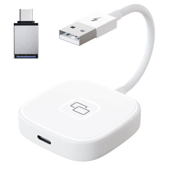 THT-020-7 USB + USB-C / Type-C Carplay Mirror Adapter for iPhone(White)