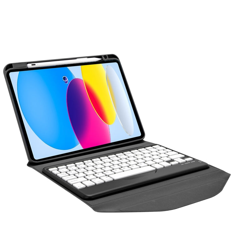 Z10B For iPad 10th Gen 10.9 2022 / 11 2025 Pen Slot Bluetooth Keyboard Leather Tablet Case(Black)