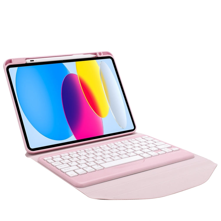 Z10B For iPad 10th Gen 10.9 2022 / 11 2025 Pen Slot Bluetooth Keyboard Leather Tablet Case(Pink)
