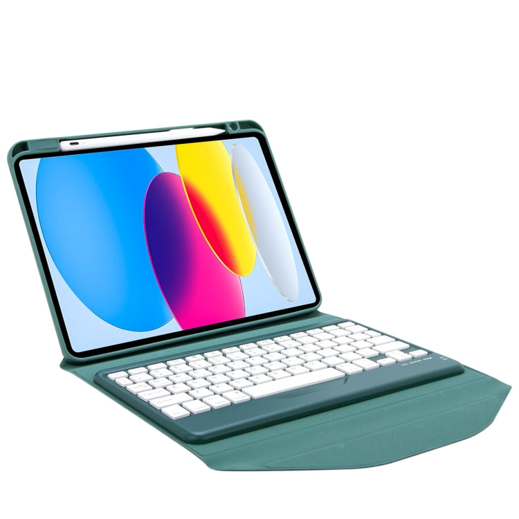 Z10B For iPad 10th Gen 10.9 2022 / 11 2025 Pen Slot Bluetooth Keyboard Leather Tablet Case(Green)