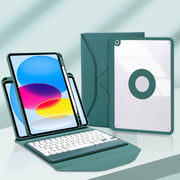 Z10B For iPad 10th Gen 10.9 2022 / 11 2025 Pen Slot Bluetooth Keyboard Leather Tablet Case(Green)