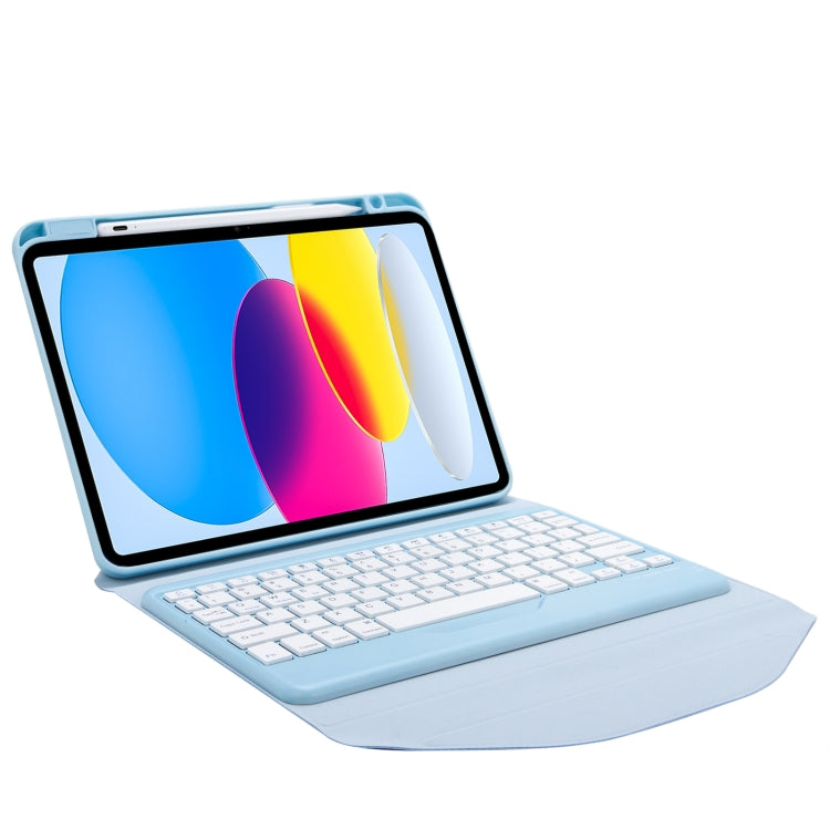 Z10B For iPad 10th Gen 10.9 2022 Pen Slot Bluetooth Keyboard Leather Tablet Case(Blue)