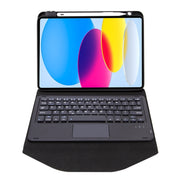 Z10B-A For iPad 10th Gen 10.9 2022 / 11 2025 Pen Slot Touchpad Bluetooth Keyboard Leather Tablet Case(Black)