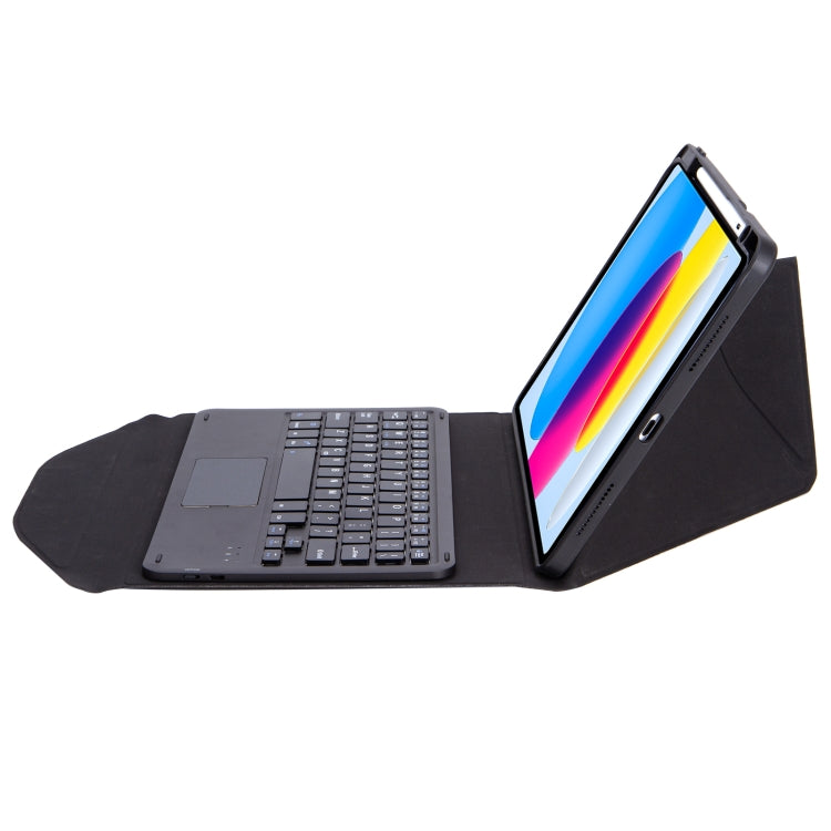 Z10B-A For iPad 10th Gen 10.9 2022 / 11 2025 Pen Slot Touchpad Bluetooth Keyboard Leather Tablet Case(Black)
