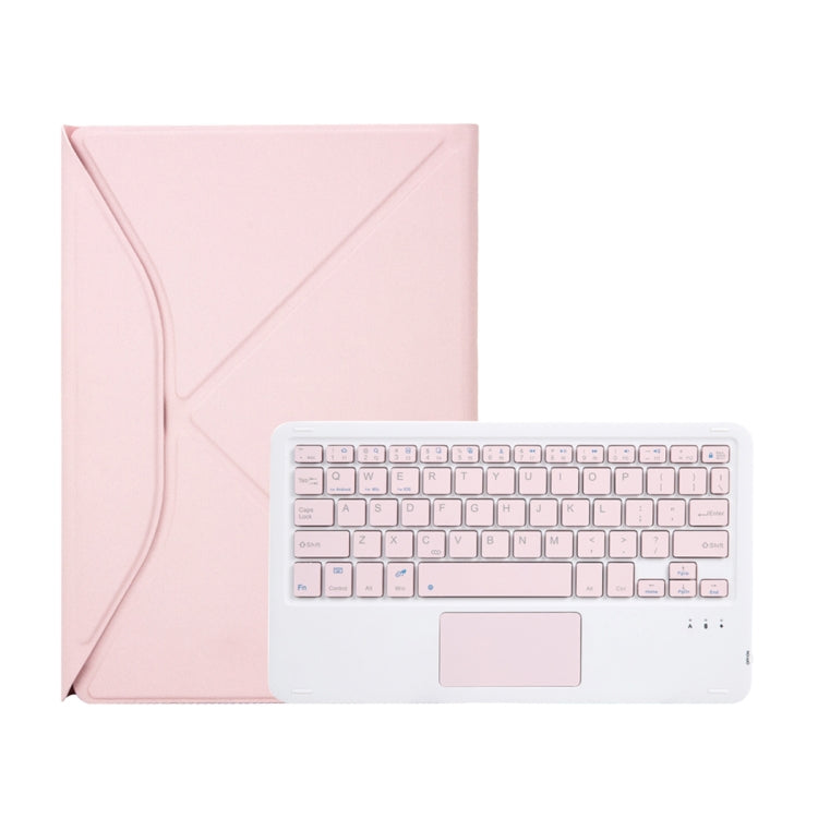 Z10B-A For iPad 10th Gen 10.9 2022 / 11 2025 Pen Slot Touchpad Bluetooth Keyboard Leather Tablet Case(Pink)