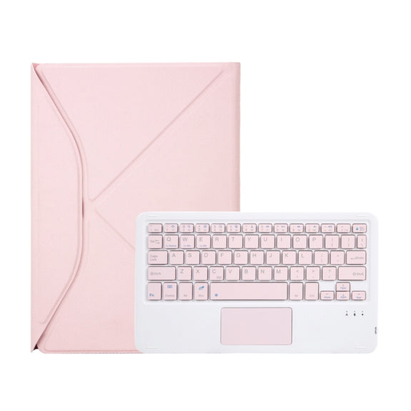Z10B-A For iPad 10th Gen 10.9 2022 / 11 2025 Pen Slot Touchpad Bluetooth Keyboard Leather Tablet Case(Pink)