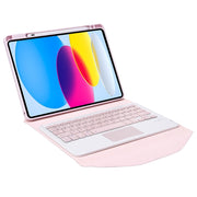 Z10B-A For iPad 10th Gen 10.9 2022 / 11 2025 Pen Slot Touchpad Bluetooth Keyboard Leather Tablet Case(Pink)