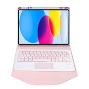 Z10B-A For iPad 10th Gen 10.9 2022 / 11 2025 Pen Slot Touchpad Bluetooth Keyboard Leather Tablet Case(Pink)