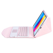 Z10B-A For iPad 10th Gen 10.9 2022 / 11 2025 Pen Slot Touchpad Bluetooth Keyboard Leather Tablet Case(Pink)