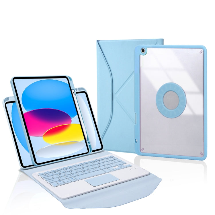 Z10B-A For iPad 10th Gen 10.9 2022 Pen Slot Touchpad Bluetooth Keyboard Leather Tablet Case(Sky Blue)