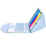 Z10B-A For iPad 10th Gen 10.9 2022 Pen Slot Touchpad Bluetooth Keyboard Leather Tablet Case(Sky Blue)
