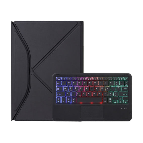 Z10B-AS For iPad 10th Gen 10.9 2022 Pen Slot Touchpad Backlight Bluetooth Keyboard Leather Tablet Case(Black)