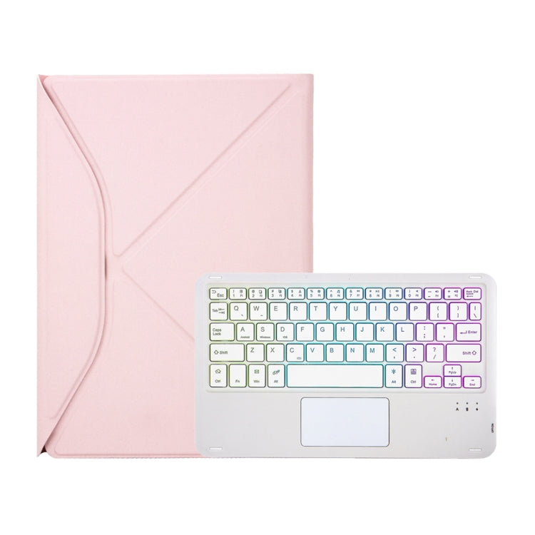 Z10B-AS For iPad 10th Gen 10.9 2022 Pen Slot Touchpad Backlight Bluetooth Keyboard Leather Tablet Case(Pink)