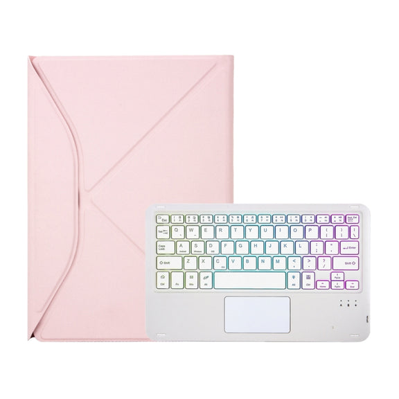 Z10B-AS For iPad 10th Gen 10.9 2022 Pen Slot Touchpad Backlight Bluetooth Keyboard Leather Tablet Case(Pink)