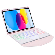 Z10B-AS For iPad 10th Gen 10.9 2022 Pen Slot Touchpad Backlight Bluetooth Keyboard Leather Tablet Case(Pink)