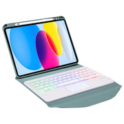 Z10B-AS For iPad 10th Gen 10.9 2022 / 11 2025 Pen Slot Touchpad Backlight Bluetooth Keyboard Leather Tablet Case(Green)