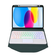 Z10B-AS For iPad 10th Gen 10.9 2022 / 11 2025 Pen Slot Touchpad Backlight Bluetooth Keyboard Leather Tablet Case(Green)