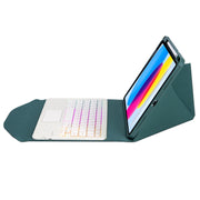 Z10B-AS For iPad 10th Gen 10.9 2022 / 11 2025 Pen Slot Touchpad Backlight Bluetooth Keyboard Leather Tablet Case(Green)