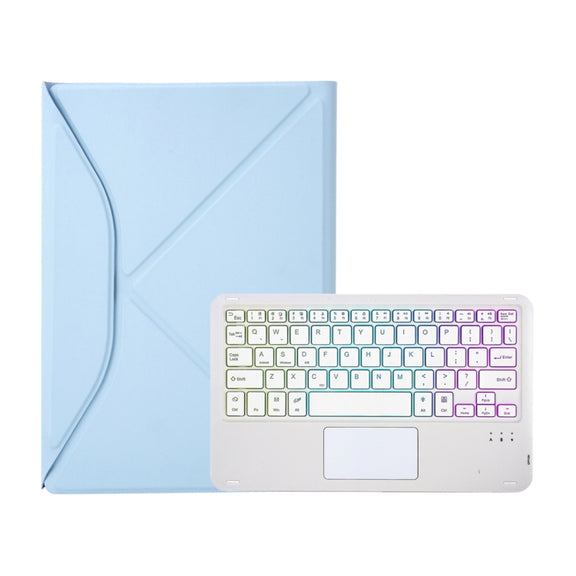 Z10B-AS For iPad 10th Gen 10.9 2022 Pen Slot Touchpad Backlight Bluetooth Keyboard Leather Tablet Case(Sky Blue)