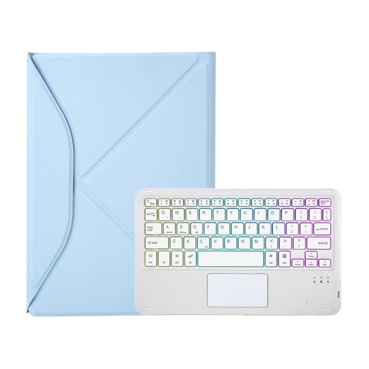 Z10B-AS For iPad 10th Gen 10.9 2022 Pen Slot Touchpad Backlight Bluetooth Keyboard Leather Tablet Case(Sky Blue)