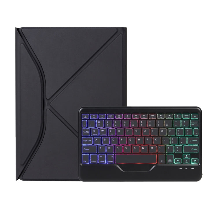 Z10BS For iPad 10th Gen 10.9 2022 Pen Slot Backlight Bluetooth Keyboard Leather Tablet Case(Black)