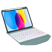 Z10BS For iPad 10th Gen 10.9 2022 Pen Slot Backlight Bluetooth Keyboard Leather Tablet Case(Green)