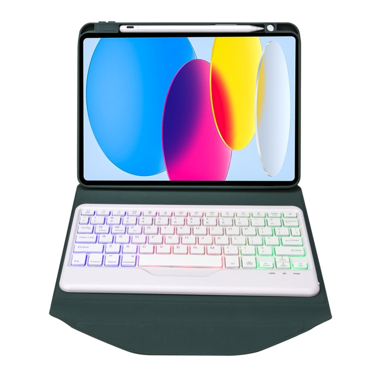 Z10BS For iPad 10th Gen 10.9 2022 Pen Slot Backlight Bluetooth Keyboard Leather Tablet Case(Green)