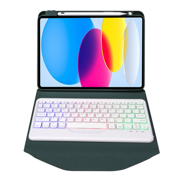 Z10BS For iPad 10th Gen 10.9 2022 Pen Slot Backlight Bluetooth Keyboard Leather Tablet Case(Green)