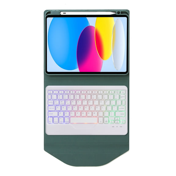 Z10BS For iPad 10th Gen 10.9 2022 Pen Slot Backlight Bluetooth Keyboard Leather Tablet Case(Green)