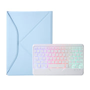 Z10BS For iPad 10th Gen 10.9 2022 / 11 2025 Pen Slot Backlight Bluetooth Keyboard Leather Tablet Case(Sky Blue)