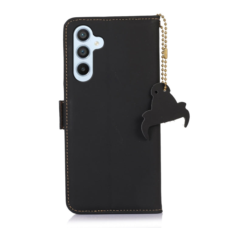 For Samsung Galaxy S24+ 5G Genuine Leather Magnetic RFID Leather Phone Case(Black)
