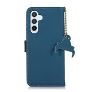 For Samsung Galaxy S24+ 5G Genuine Leather Magnetic RFID Leather Phone Case(Blue)