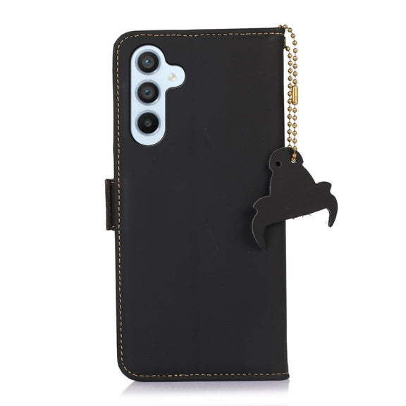 For Samsung Galaxy S24 5G Genuine Leather Magnetic RFID Leather Phone Case(Black)