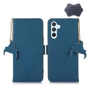 For Samsung Galaxy S24 5G Genuine Leather Magnetic RFID Leather Phone Case(Blue)