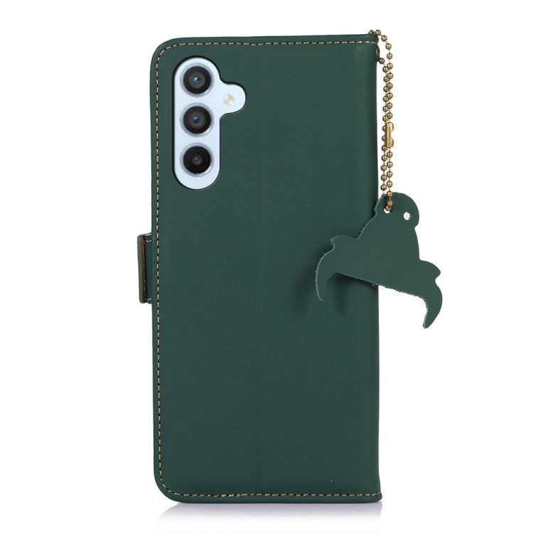 For Samsung Galaxy S24 5G Genuine Leather Magnetic RFID Leather Phone Case(Green)