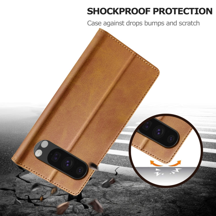 For Google Pixel 9 Pro XL LC.IMEEKE Calf Texture Flip Leather Phone Case(Yellow)