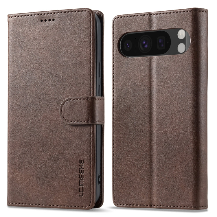 For Google Pixel 9 / 9 Pro LC.IMEEKE Calf Texture Flip Leather Phone Case(Brown)