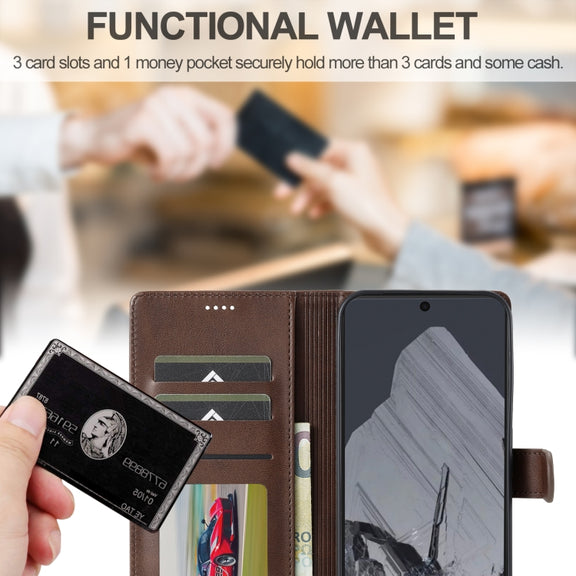 For Google Pixel 9 / 9 Pro LC.IMEEKE Calf Texture Flip Leather Phone Case(Brown)