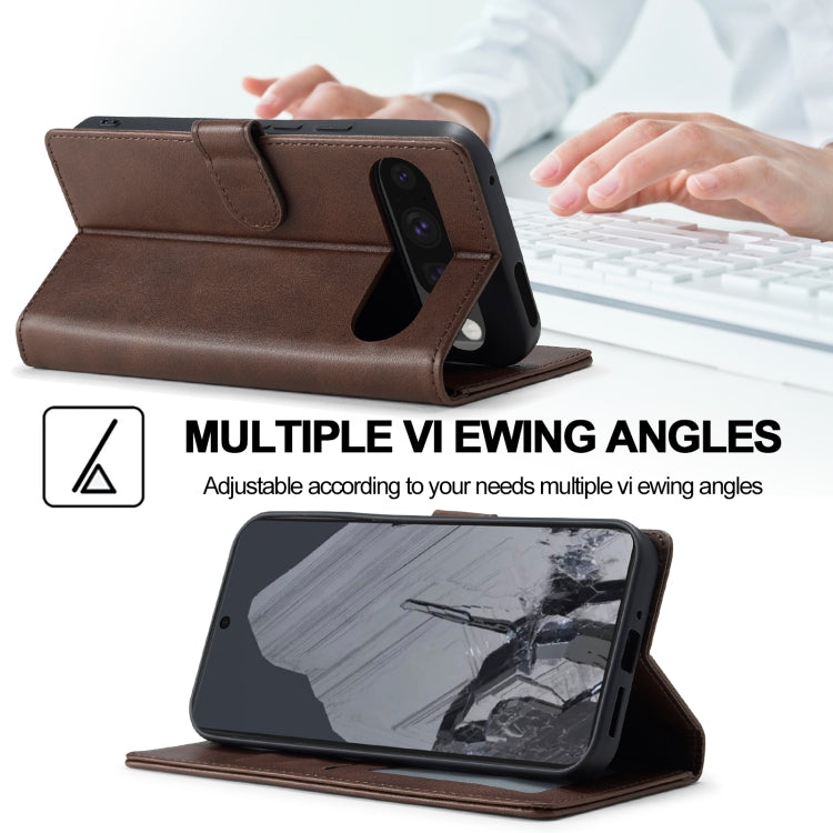 For Google Pixel 9 / 9 Pro LC.IMEEKE Calf Texture Flip Leather Phone Case(Brown)