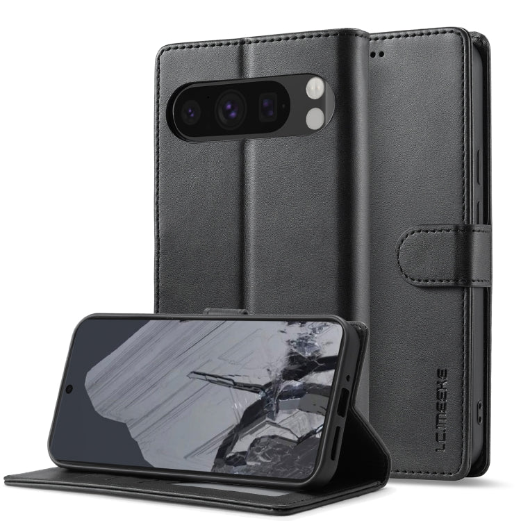 For Google Pixel 9 / 9 Pro LC.IMEEKE Calf Texture Flip Leather Phone Case(Black)