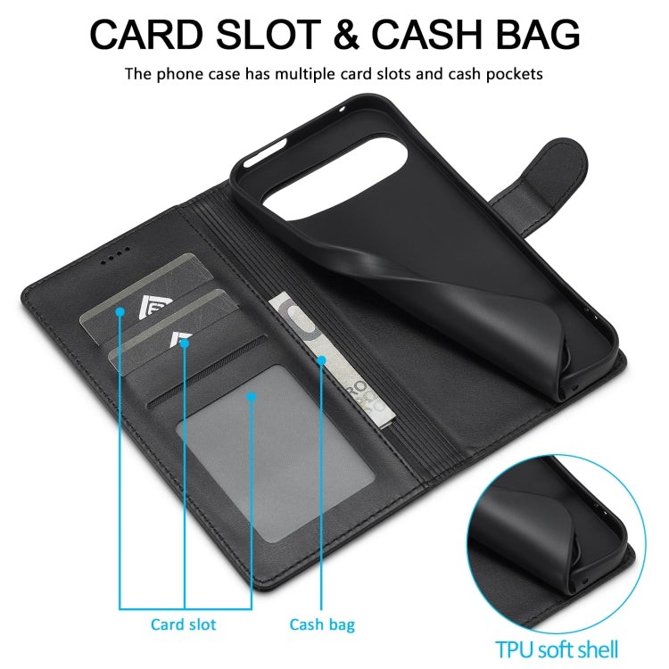 For Google Pixel 9 / 9 Pro LC.IMEEKE Calf Texture Flip Leather Phone Case(Black)